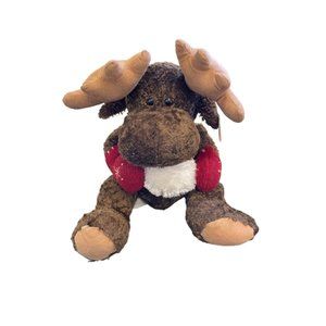 Wishpets Plush Moose Brown wearing Holiday Christmas Scarf